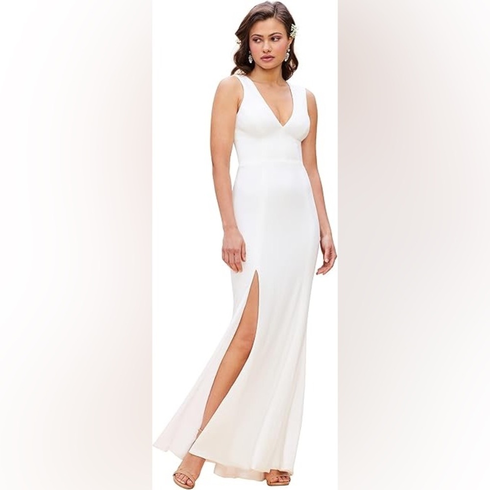 Dress the Population Sandra Gown - off white - size XXL - stunning front slit